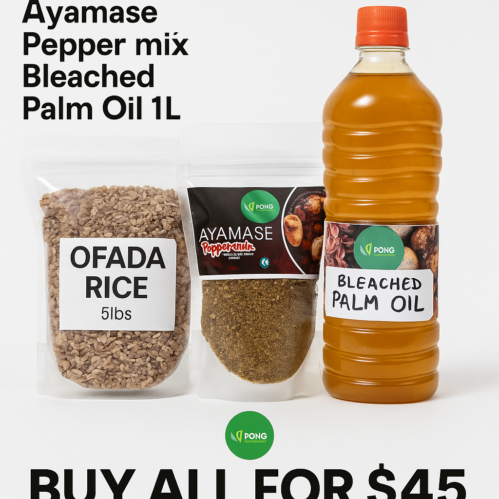 Pohg Combo/5L ofada rice,1L bleached palm oil,Ayamase pepper mix